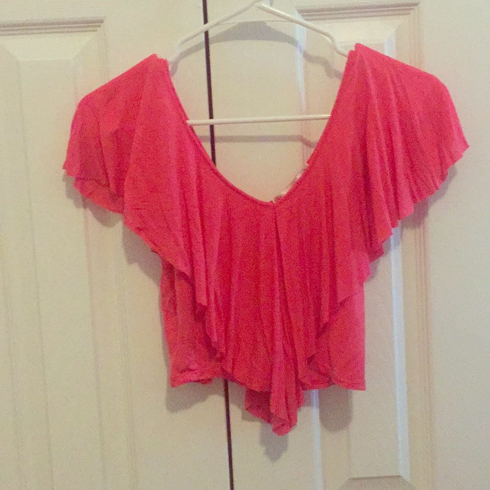 Pink flowy crop top